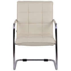 Ensemble de 2 chaises visiteurs Gandia, similicuir, chrome et crème