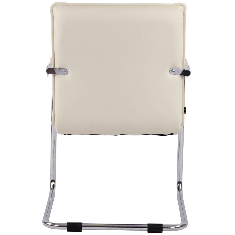 Ensemble de 2 chaises visiteurs Gandia, similicuir, chrome et crème