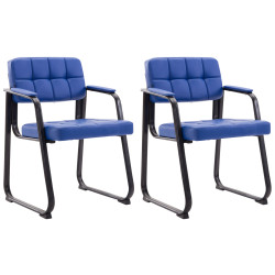 Ensemble de 2 chaises visiteurs Canada B, similicuir, bleues