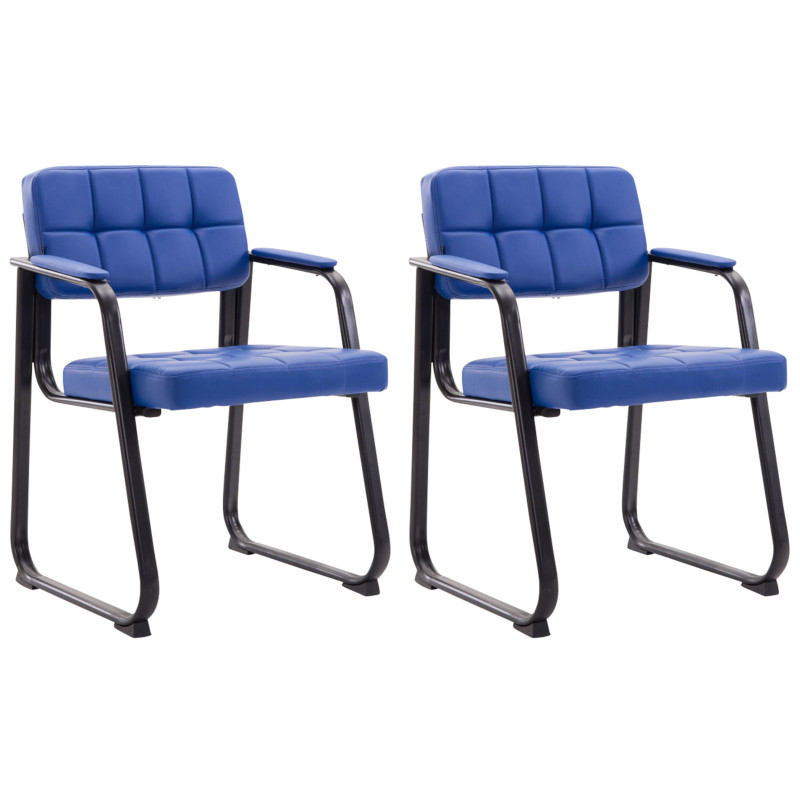 Ensemble de 2 chaises visiteurs Canada B, similicuir, bleues