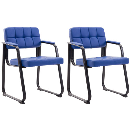 Ensemble de 2 chaises visiteurs Canada B, similicuir, bleues