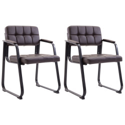 Ensemble de 2 chaises visiteurs Canada B, similicuir, marron