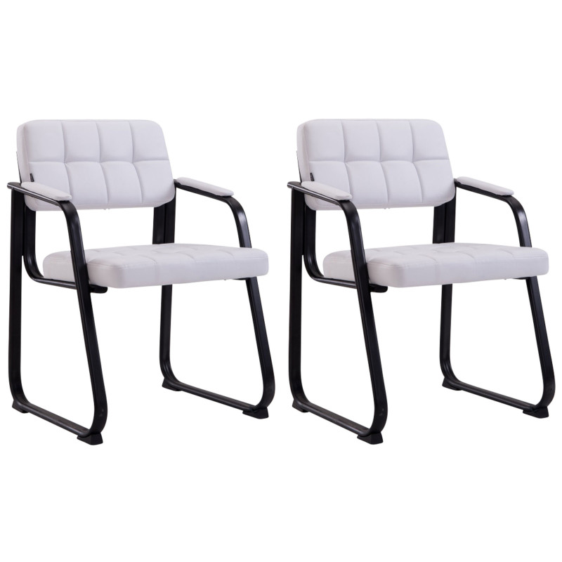 Ensemble de 2 chaises visiteurs Canada B, similicuir, blanc