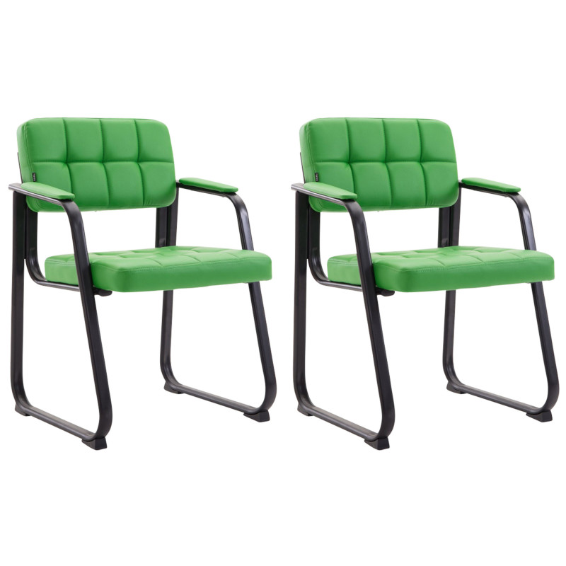 Ensemble de 2 chaises visiteurs Canada B, similicuir, vertes