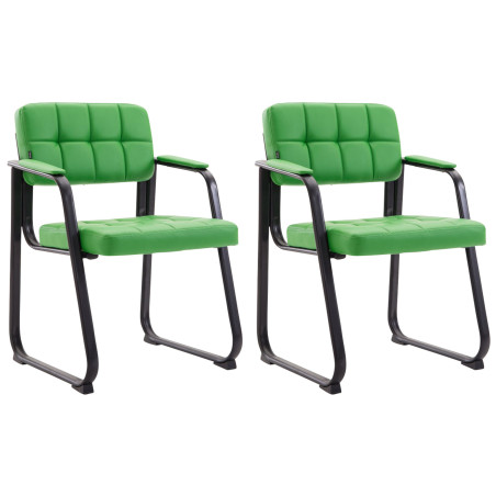 Ensemble de 2 chaises visiteurs Canada B, similicuir, vertes