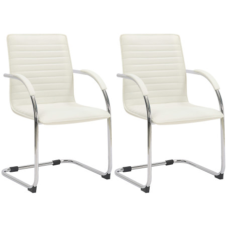 Ensemble de 2 chaises visiteurs Tira, similicuir, blanc