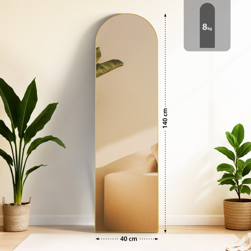 Miroir Moline 140x40 cm éclat doré