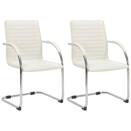 Ensemble de 2 chaises visiteurs Tira en similicuir crème