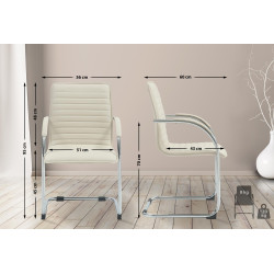 Ensemble de 2 chaises visiteurs Tira en similicuir crème