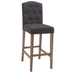 Tabouret de bar Louise en tissu antique gris clair foncé