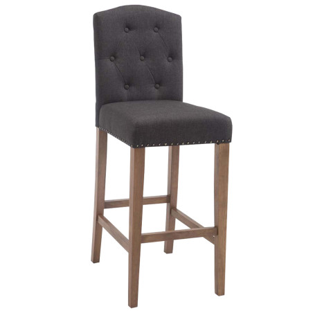 Tabouret de bar Louise en tissu antique gris clair foncé