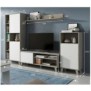 Ensemble meuble TV modulable Zoe : Meuble TV + 2 Vitrines - Ouverture PUSH - MÈlamine - DÈcor Blanc et ciment - L260 x P33 x H18