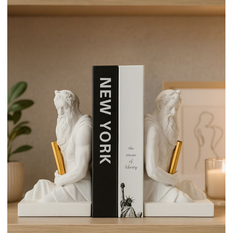 Serre-livres Poséidon – ensemble 2 pièces déco moderne – 25,5 x 15 x 22,3 cm