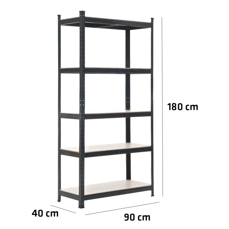 Estantería Metálica 90x40x180 cm, Montaje Fácil Sin Pernos
