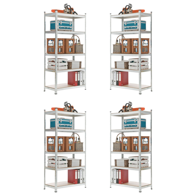 4x Étagères Métalliques Sans Boulons 90x40x180 cm
