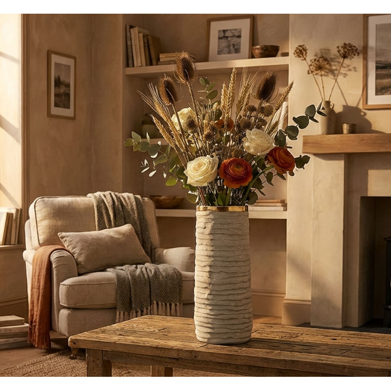 Vase ouvert Lima – vase design moderne – Ø 15,5 x 40 cm (ouverture Ø 12 cm)