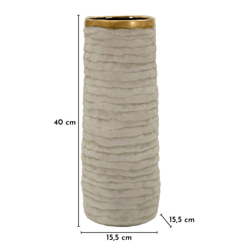 Vase ouvert Lima – vase design moderne – Ø 15,5 x 40 cm (ouverture Ø 12 cm)