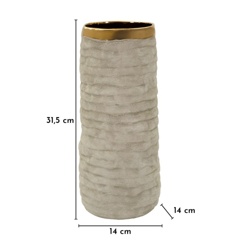 Vase ouvert Lima – vase contemporain – Ø 14 x 31,5 cm (ouverture Ø 11 cm)