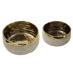 Ensemble de 2 cache-pots Lima – vases bas design – Ø 22,5 x 10,5 cm et Ø 18 x 8,5 cm