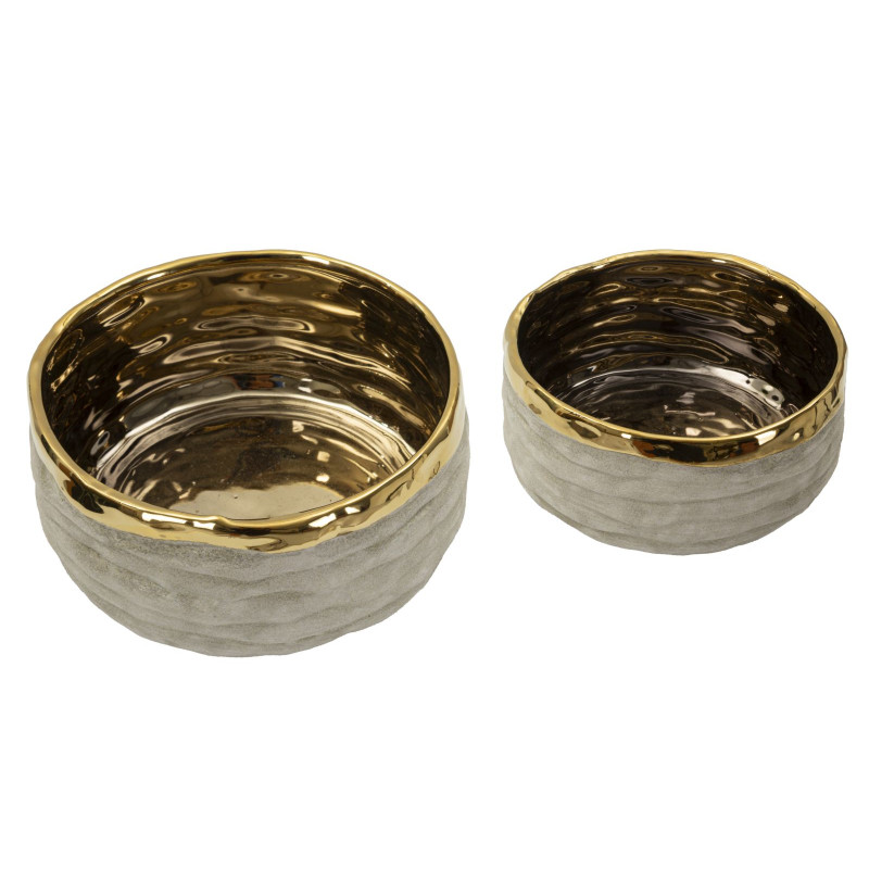 Ensemble de 2 cache-pots Lima – vases bas design – Ø 22,5 x 10,5 cm et Ø 18 x 8,5 cm