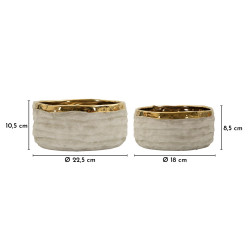Ensemble de 2 cache-pots Lima – vases bas design – Ø 22,5 x 10,5 cm et Ø 18 x 8,5 cm