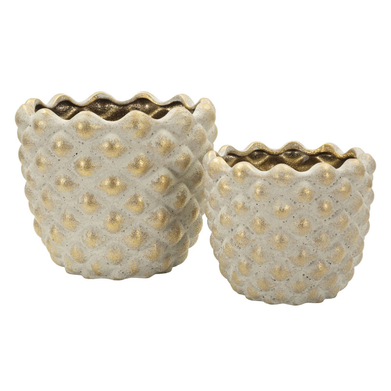 Ensemble de 2 vases Pepipas – vases design modernes – Ø 23 x 18 cm et Ø 18,5 x 15,5 cm (ouvertures Ø 19 et Ø 14 cm)