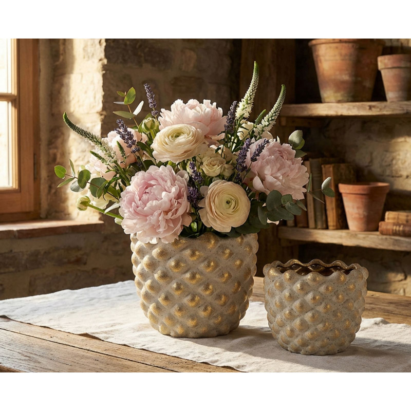 Ensemble de 2 vases Pepipas – vases design modernes – Ø 23 x 18 cm et Ø 18,5 x 15,5 cm (ouvertures Ø 19 et Ø 14 cm)