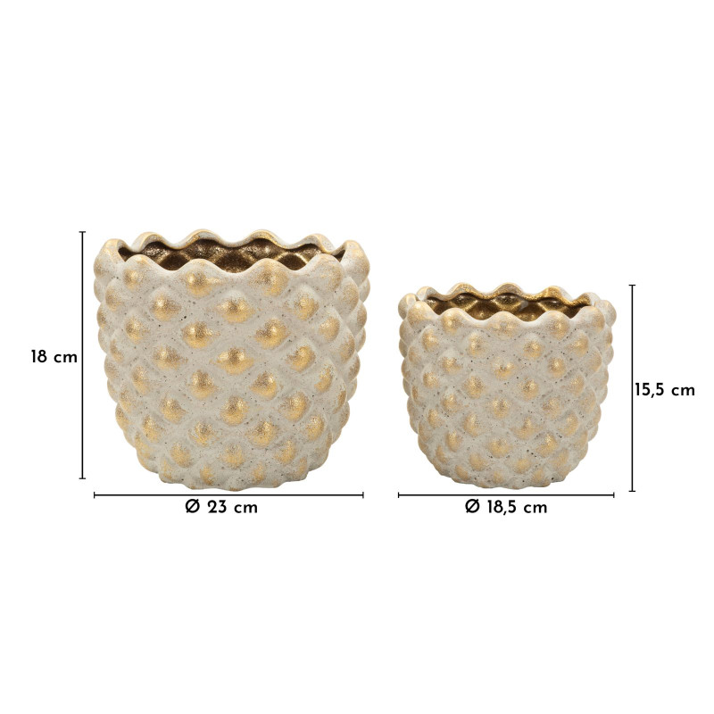 Ensemble de 2 vases Pepipas – vases design modernes – Ø 23 x 18 cm et Ø 18,5 x 15,5 cm (ouvertures Ø 19 et Ø 14 cm)