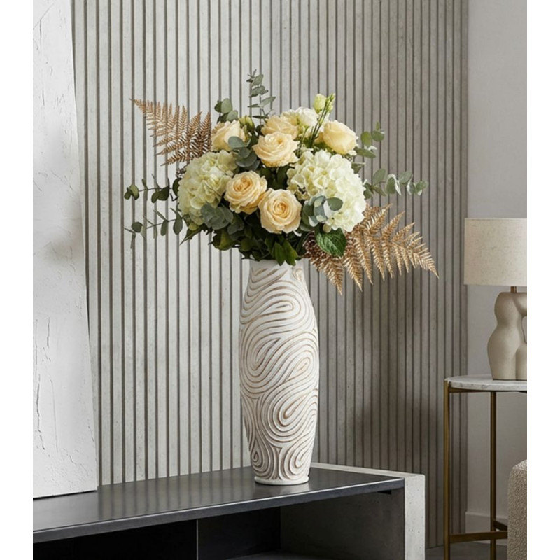 Vase en résine Oblix – vase design contemporain – Ø 18,5 x 50 cm (ouverture Ø 9 cm)