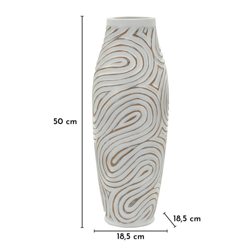 Vase en résine Oblix – vase design contemporain – Ø 18,5 x 50 cm (ouverture Ø 9 cm)