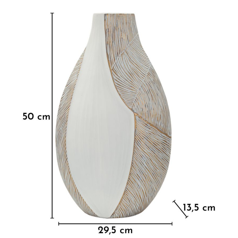 Vase en résine Ho Chi Minh – vase design moderne – 29,5 x 13,5 x 50 cm (ouverture 8 x 5 cm)