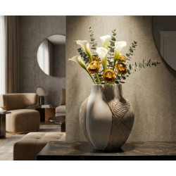 Vase en résine Ho Chi Minh – vase design moderne – 27 x 11,5 x 31 cm (ouverture 12 x 6 cm)