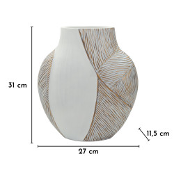 Vase en résine Ho Chi Minh – vase design moderne – 27 x 11,5 x 31 cm (ouverture 12 x 6 cm)