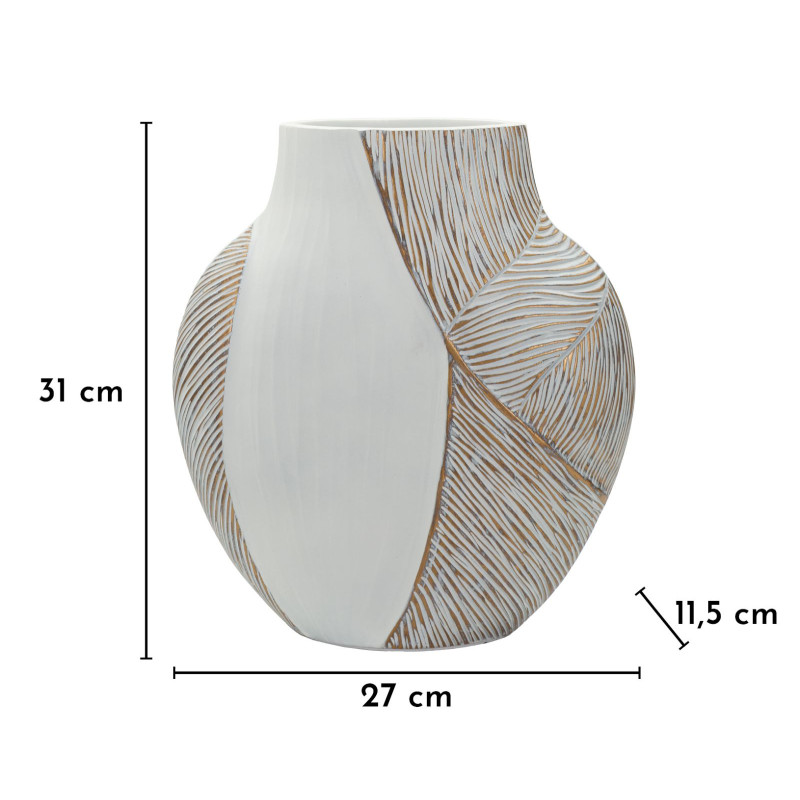 Vase en résine Ho Chi Minh – vase design moderne – 27 x 11,5 x 31 cm (ouverture 12 x 6 cm)