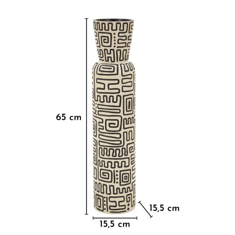 Vase en résine Nairobi – vase moderne – Ø 15,5 x 65 cm (ouverture Ø 11,5 cm)