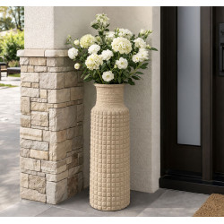 Vase d’extérieur en sable – grand vase design – Ø 28 x 110 cm (ouverture Ø 18 cm)