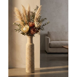 Vase d’extérieur en sable – grand vase design – Ø 28 x 110 cm (ouverture Ø 18 cm)