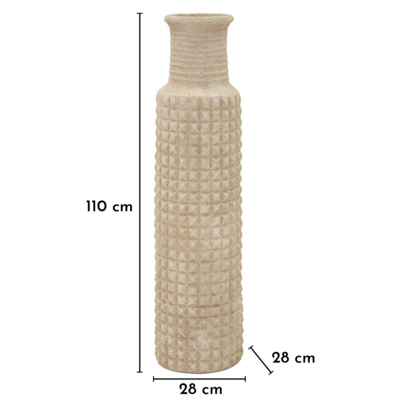 Vase d’extérieur en sable – grand vase design – Ø 28 x 110 cm (ouverture Ø 18 cm)