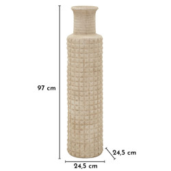 Vase d’extérieur en sable – vase contemporain – Ø 24,5 x 97 cm (ouverture Ø 14 cm)