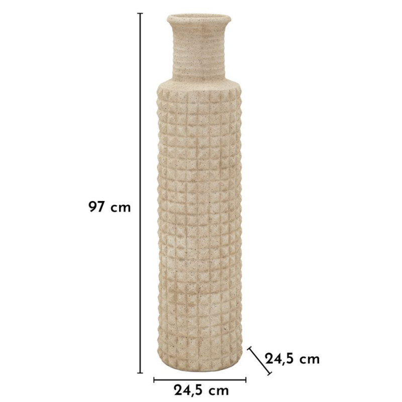 Vase d’extérieur en sable – vase contemporain – Ø 24,5 x 97 cm (ouverture Ø 14 cm)