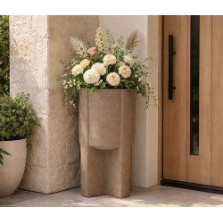 Porte-vase extérieur Moai – cache-pot contemporain – Ø 39 x 80,5 cm (ouverture Ø 30 cm)