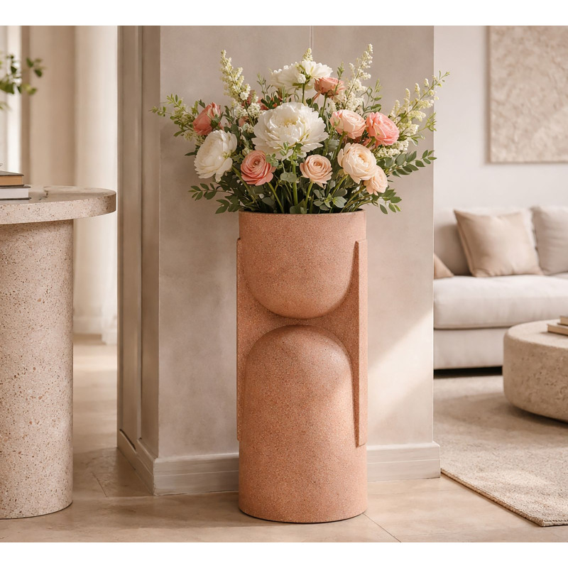 Porte-vase extérieur Nui – cache-pot contemporain – 36 x 34 x 70,5 cm (ouverture Ø 27 cm)