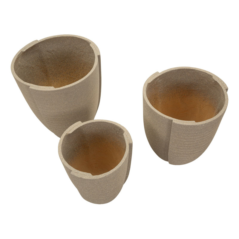 Ensemble de 3 cache-pots Pérou – pots extérieurs design – Ø 43 x 47 cm, Ø 36 x 41,5 cm, Ø 30,5 x 34,5 cm