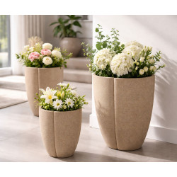 Ensemble de 3 cache-pots Pérou – pots extérieurs design – Ø 43 x 47 cm, Ø 36 x 41,5 cm, Ø 30,5 x 34,5 cm