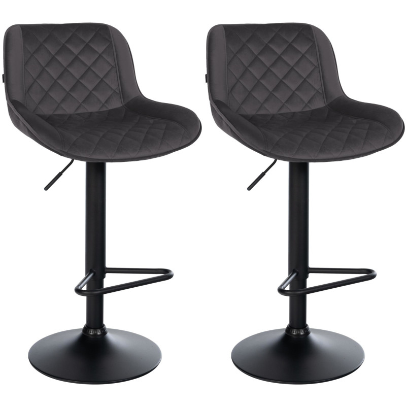 Lot de 2 tabourets de bar en velours Kasson