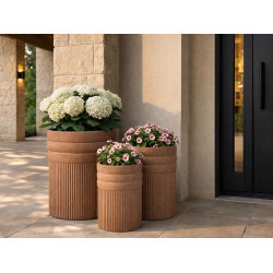 Ensemble de 3 cache-pots Colombie – pots extérieurs design – Ø 41,5 x 50 cm, Ø 36 x 45 cm, Ø 30,5 x 39,5 cm