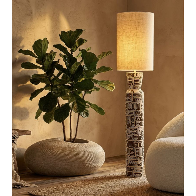 Porte-vase en pierre – cache-pot design – 78,5 x 56 x 33,5 cm (ouverture Ø 28 cm)