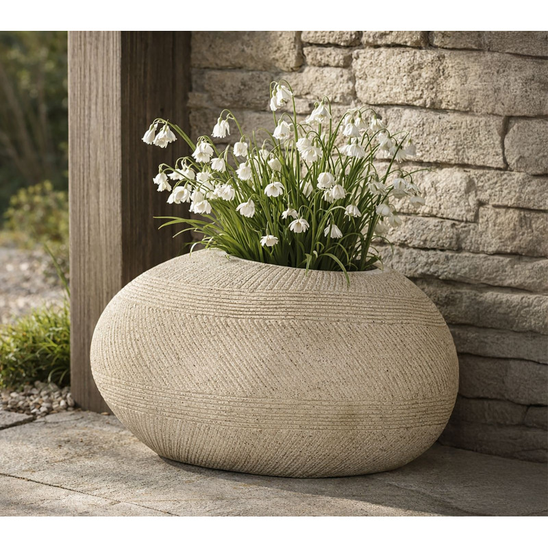Porte-vase en pierre – cache-pot contemporain – 54,5 x 42,5 x 30 cm
