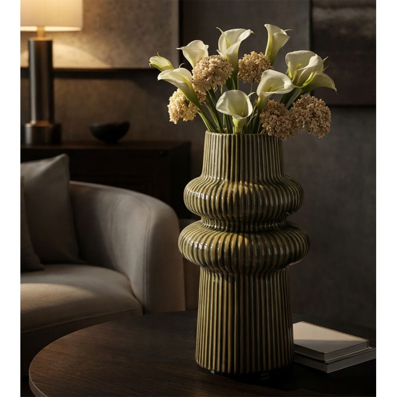 Vase Harmony – vase design moderne – Ø 18 x 36 cm (ouverture Ø 8 cm)