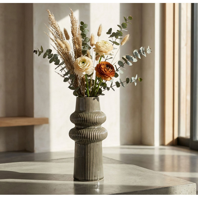 Vase Armony – vase contemporain – Ø 13 x 25 cm (ouverture Ø 5,5 cm)